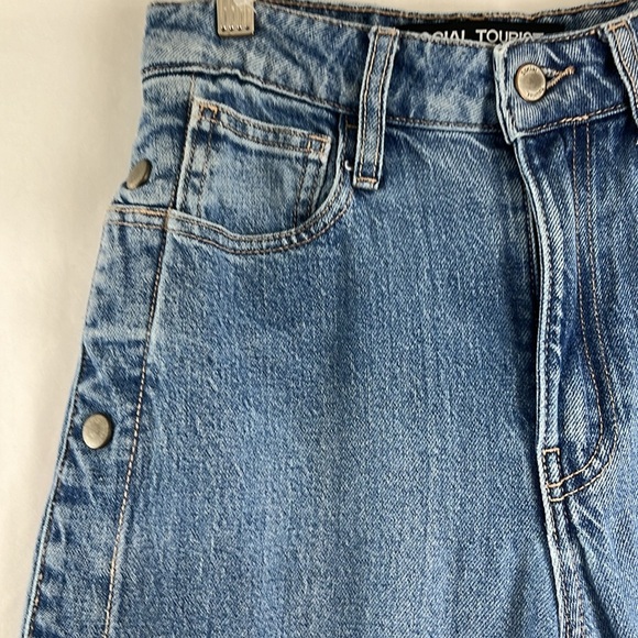 Social Tourist Ultra High Rise Straight Leg Jeans w/ Side Snap Buttons - Picture 6 of 8